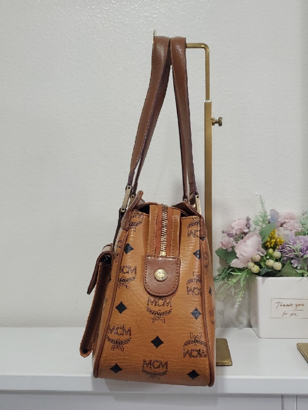 Vintage MCM Milla Cognac Visetos Leather Dual-Pocket Tite Bag🤎 - Picture 6 of 16